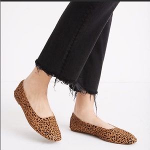 NEW Madewell Cory Square Toe Flats in Leopard Calf Hair size 7.5